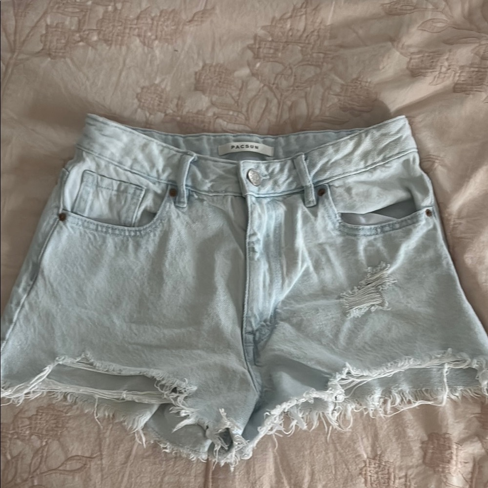 PacSun Blue Jean Shorts with Distressed Hem